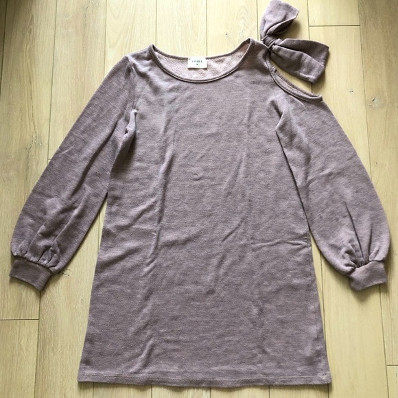 Everly Cold Shoulder Bow Long Sleeve Top in Pink Grey Heather Size S - Picture 1 of 11
